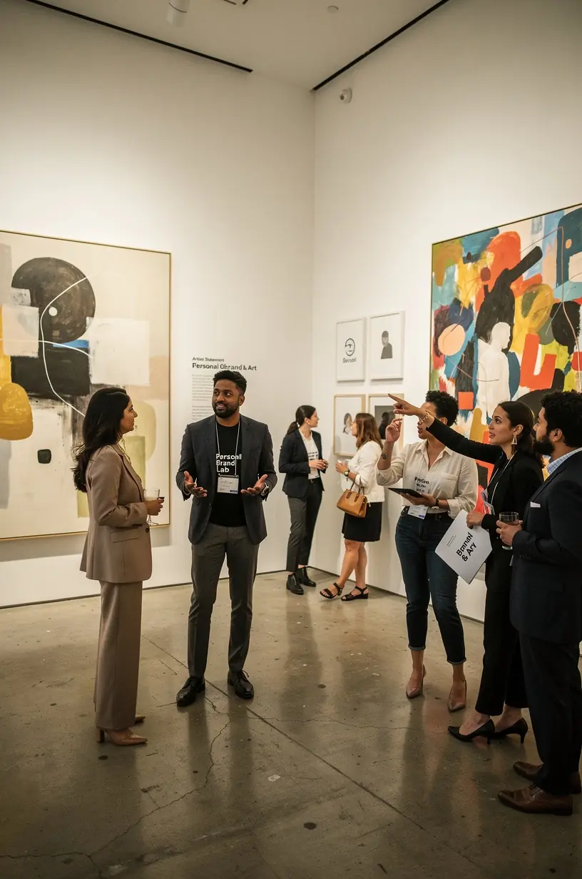 Sala warsztatowa z tablicą pełną pomysłów i schematów dotyczących budowania profesjonalnego wizerunku.